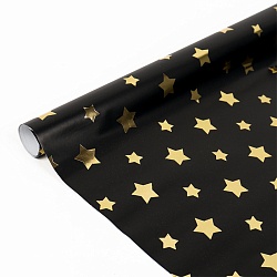бумага упаковочная 3шт в наборе золотистые звёзды на чёрном