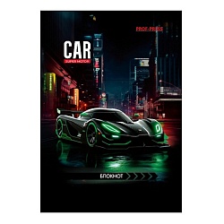 Блокнот А7  48л "Автоспорт в ночном городе-1" на склейке