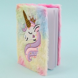 Блокнот 14,5*20,5см 80л "Единорог" с ручкой меховой