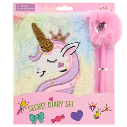 Блокнот 14,5*20,5см 80л "Единорог" с ручкой меховой