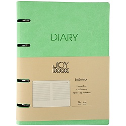 ежедневник недатированный  а5 136л joybook снежная мята на кольцах обложка искусств. кожа 