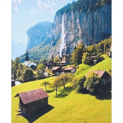 алмазная живопись 40*50см  деревня в горах