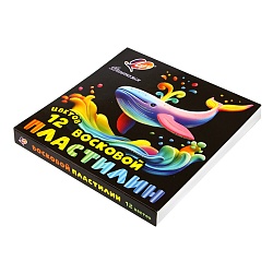 пластилин 12цв. восковой "фантазия" 180г (классический+флуоресцентный) со стеком луч