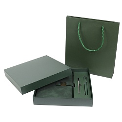 набор подарочный(ежедневник недатир. с магнитной застежкой + ручка+стержень)  цвет зелёный