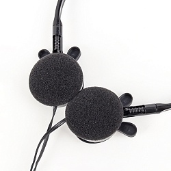 наушники "зайчики" накладные проводные с микрофоном - ободок черные