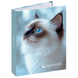 тетрадь на кольцах  80л  "голубоглазая кошка"