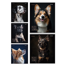 тетрадь  48л кл. "портретное фото собак" обложка лён