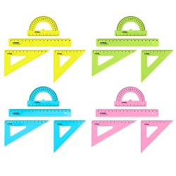 набор чертёжный размер s (линейка16см,2треугольника, транспортир) прозрачный неоновые цвета стамм