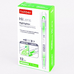 текстовыделитель hatber hi-lens двухсторонний 1 mm/5 mm зеленый