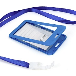 бейдж на ленте вертикальный синий