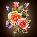 Набор  для творчества "Рисование по номерам" 40*40см  Розы и бабочки