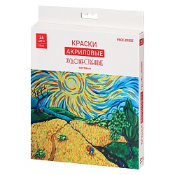 краски акриловые художественные матовые набор 24 цветов, 12 мл, в алюм.тубе
