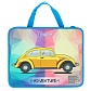 Папка  детская с ручками А4 пласт. с рисунком на молнии Желтый автомобиль