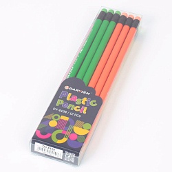 карандаш ч/г пластиковый с ластиком "darvish" hb корпус цветной неоновый круглый