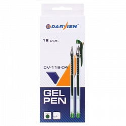 ручка гелевая зелёная "darvish" корпус прозрачный