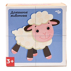 кубики пластиковые "домашние животные" 4шт