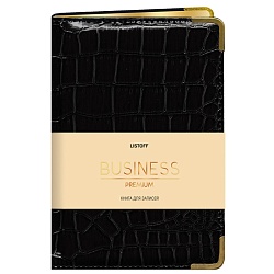 книга для записей  а5 80л grand croco (чёрный) обложка искусств. кожа , золотой срез мет.уг