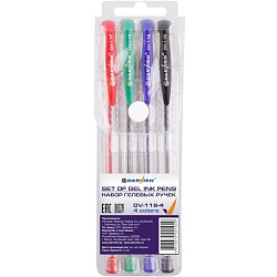 набор ручек гел.  4цв. "darvish" корпус прозрачный  упаковка на кнопке