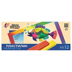пластилин 12цв. "школа творчества" матовый 240г со стеком луч