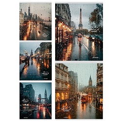 тетрадь  48л кл. "дождь в городе" обложка цветная мелованная