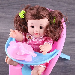 кукла в стульчике + посуда в наборе. игрушка