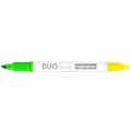 Текстовыделитель Hatber DUO двухцветный клиновидный пишущий узел Зеленый+Желтый