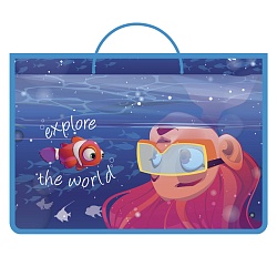 папка детская с ручками а4 пласт. на молнии изучай мир