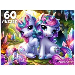 пазлы   60 элементов единороги среди кристаллов