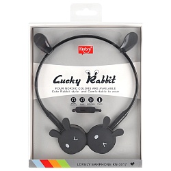 наушники "зайчики" накладные проводные с микрофоном - ободок черные
