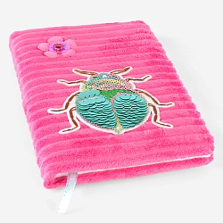 Блокнот 12*18,8см 60л "меховой" с рисунком из пайеток "насекомое"