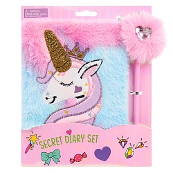 Блокнот 14,5*20,5см 80л "Единорог" с ручкой меховой