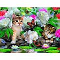 Алмазная  живопись "Darvish" 30*40см Котята в цветах