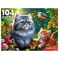 Пазлы  104 элемента Котики с синицей