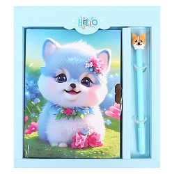 Блокнот 13,5*18 см 50л с замком "Собачка с цветами" с ручкой