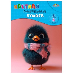 бумага цветная тонированная а4 8л. 8цв. "птенчик"