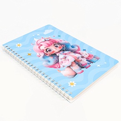 Блокнот 15,5*20,5см 60л на спирали в клетку "Девочка"