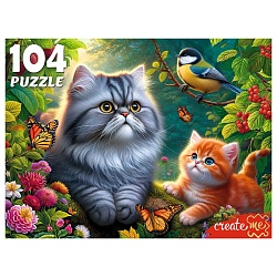 пазлы  104 элемента котики с синицей