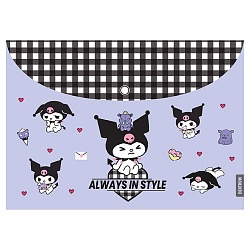 папка-конверт на кнопке а4, пластик, kuromi, 160 мкм