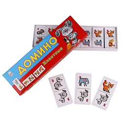 домино пластиковое  животные