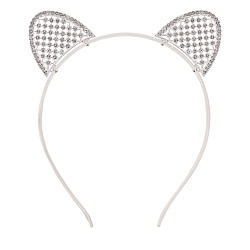 ободок бежевый для волос с ушками стразы