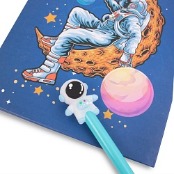 Блокнот 20,5*21 см  "Космос" с ручкой гелевой