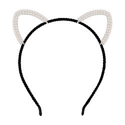 ободок чёрный для волос с ушками жемчуг 