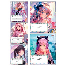 тетрадь  12л косая линия цв. обл "девушка в стиле аниме"