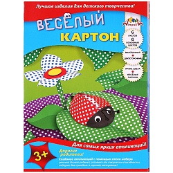картон цветной двухсторонний с рисунком  а4 6л. 6цв. "горошек"