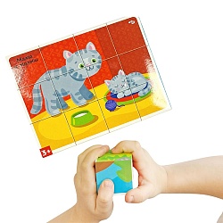 кубики пластиковые "мама и малыш" 12шт