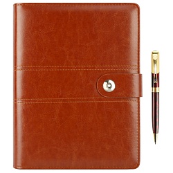набор подарочный: ежедневник на кольцах а5 + ручка (коричневый)