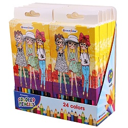 карандаши 24цв "darvish" "девочки" корпус шестигранный (набор)