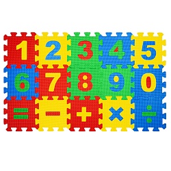 коврик-пазл напольный 75х45 см, мягкий, "учим цифры", 15 частей 15х15 см, юнландия