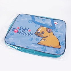 папка школьника а4 с ручками + твёрдое дно бульдог печать на ткани