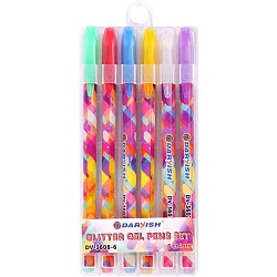 набор ручек гел.  6цв. "darvish" с блёстками, в пласт.пенале, европодвес